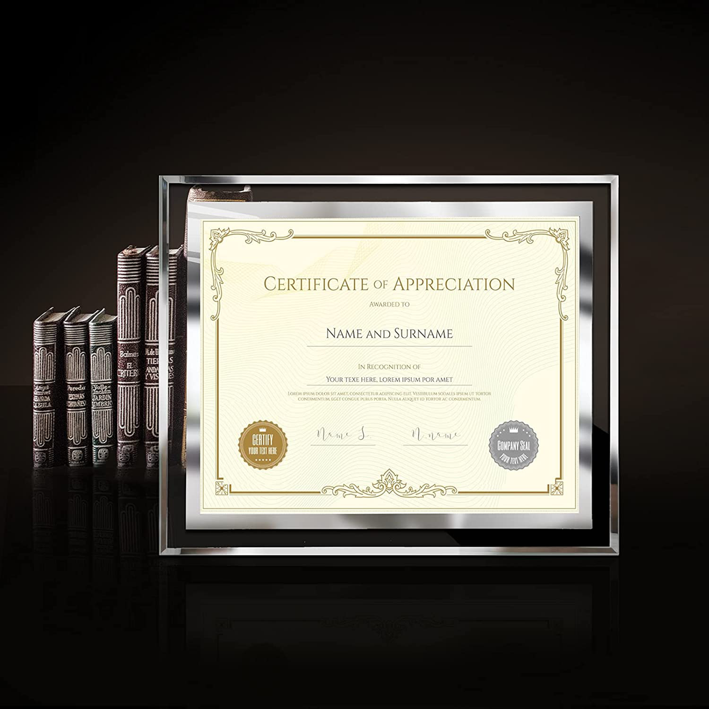 Rynx | 8.5 x 11 Certificate Document Frame Pack4 Diploma Glass Picture Frames for Tabletop