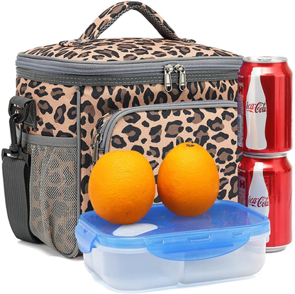 Rynx | Flowfly Insulated Reusable Lunch Box Adult Large Lunch Box For Women And Men With Adjustable Shoulder Strap Front Pocket With Zipper And Two Large Mesh Pockets On The Side, Flowers
