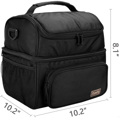 Rynx | Flowfly Double Layer Cooler Insulated Lunch Bag Adult Lunch Box Large Tote Bag For Men, Women, With Adjustable Strap, Front Pocket And Double Large Mesh Side Pockets, Navy Blue