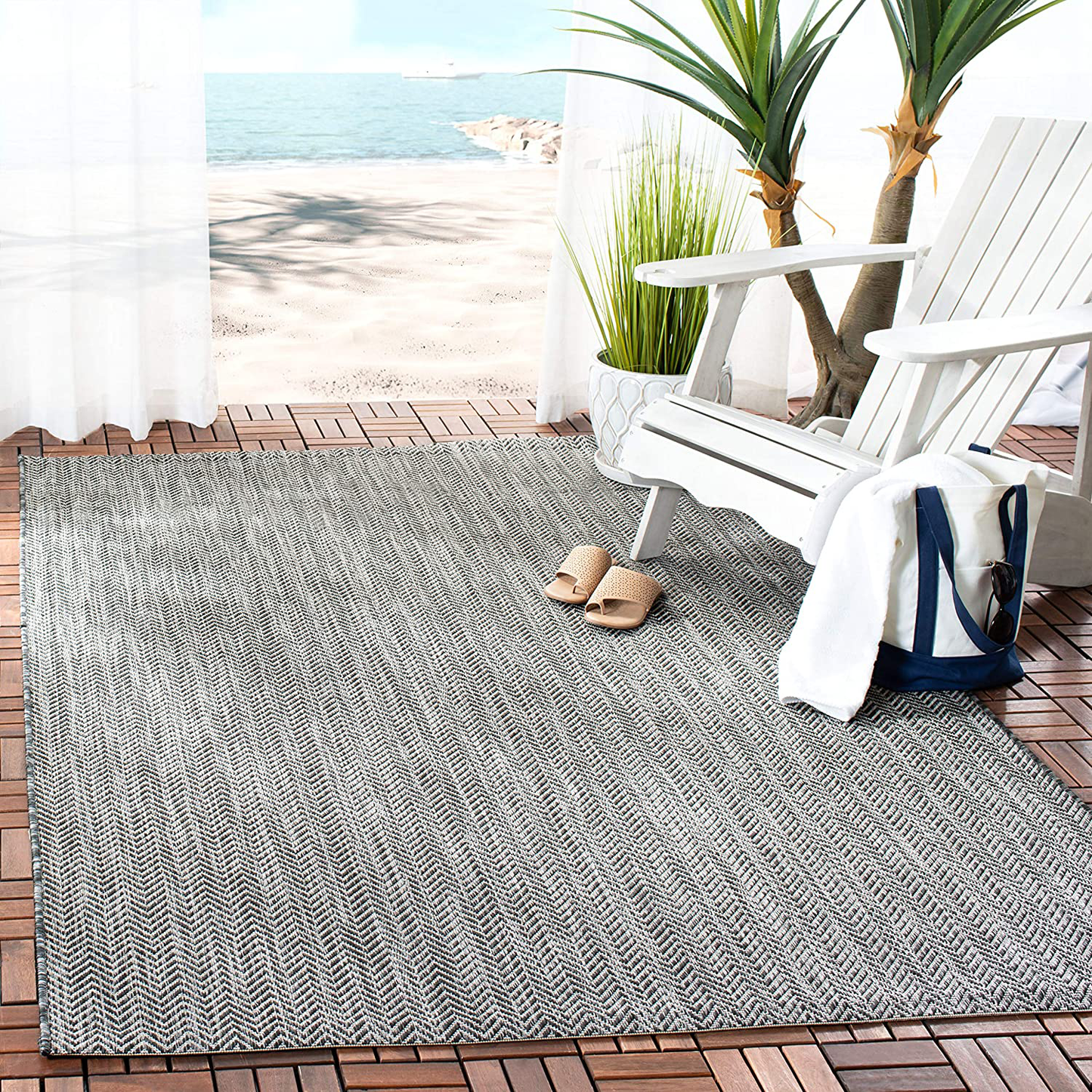 Rynx | Safavieh Courtyard Collection CY8022 Indoor/Outdoor Non-Shedding Stain Resistant Patio Backyard Runner, 2'3" x 6'7", Black / Beige