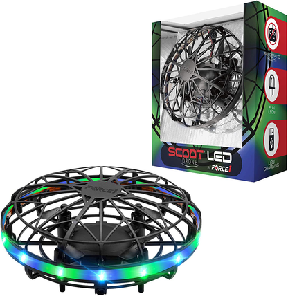 Rynx | Force1 Scoot LED Handheld Drone for Kids or Adults - Hands-Free Motion Sensor Mini Drone, Easy Indoor Small UFO Toy Flying Ball Drone Toy for Boys and Girls (Green/Blue)