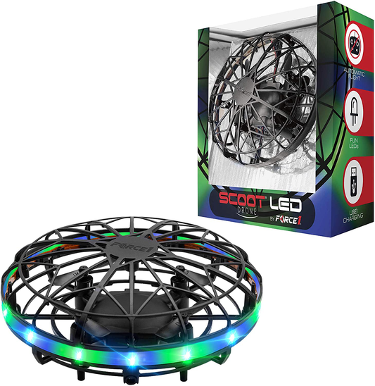 Rynx | Force1 Scoot LED Handheld Drone for Kids or Adults - Hands-Free Motion Sensor Mini Drone, Easy Indoor Small UFO Toy Flying Ball Drone Toy for Boys and Girls (Green/Blue)