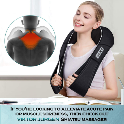 Rynx | Shiatsu neck massage and back massages with heat, VIKTOR JURGEN deep tissue kneading comfort sports recovery massage devices for neck, back, shoulders, feet, relaxation gifts for him, her, women, men