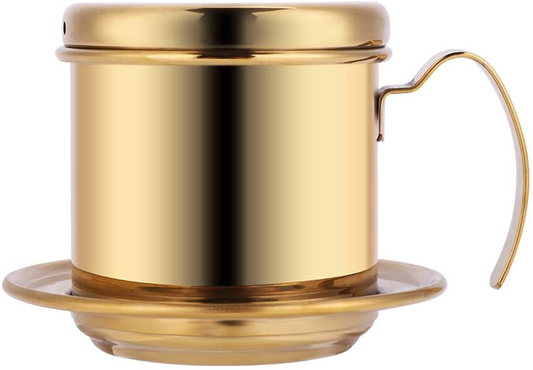 Rynx | Stainless Steel Drip Coffee Filter Holder Vietnamese Style Drip Coffee Pot Infuser Ideal for On the Go/Home (Gold)