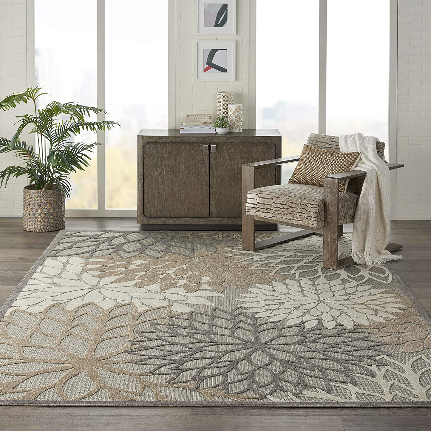 Rynx | Nourison Aloha Indoor/Outdoor Flower Turquoise Multicolor 2'3" x 8' Area Rug, (8' Runner)