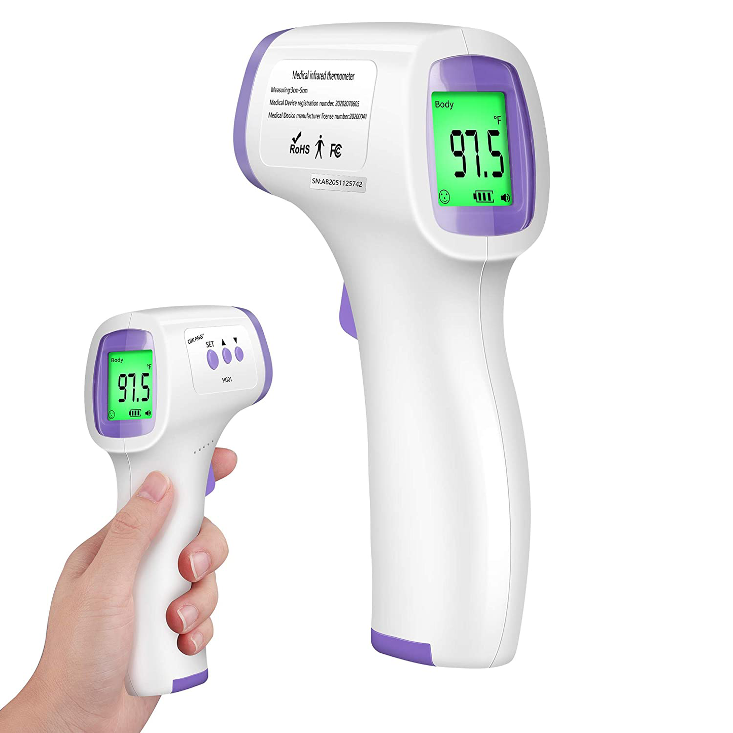 Rynx | FiGoal Non-Contact IR Digital Infrared Thermometer Ear Forehead Thermometer and Object Function with Fever Alarm and Memory Function Baby and Adult