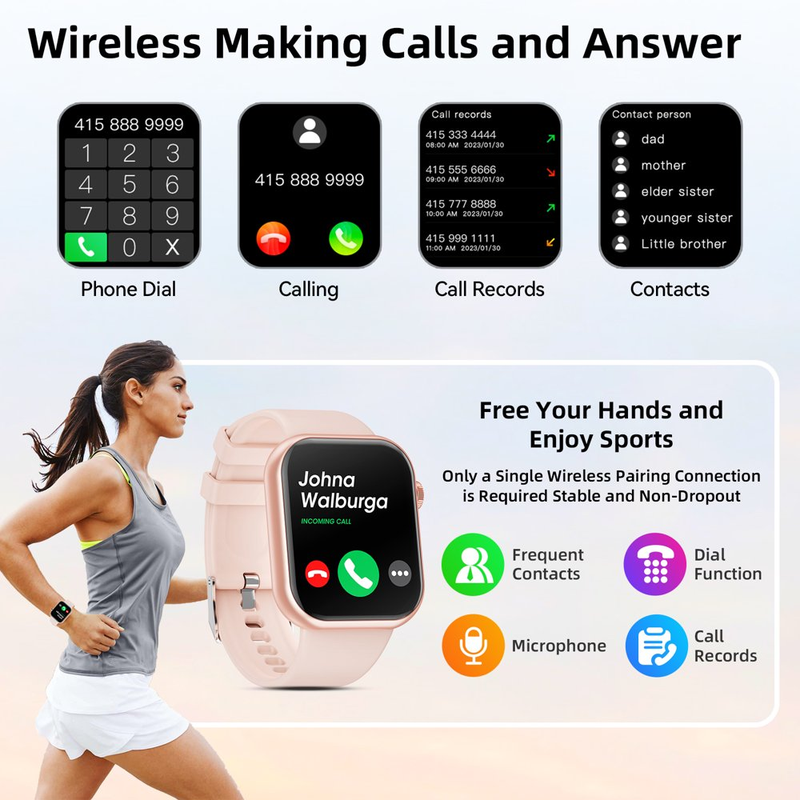 Rynx | Women's Smart Watch, 1.83 inch, IP67 Waterproof Outdoor Workout Tracker with AI