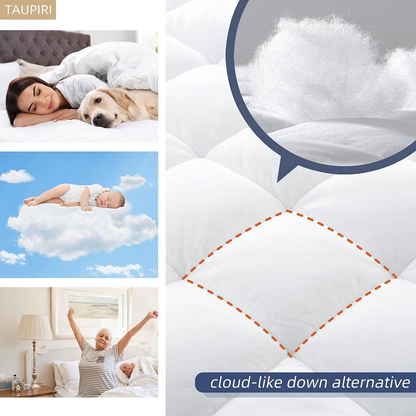 Rynx | Taupiri Twin XL Quilted Mattress Pad Cover with Deep Pocket (8"-21"), Cooling Soft Pillowtop Mattress Cover, White