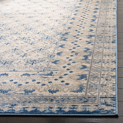 Rynx | Safavieh Brentwood Collection Bnt899g Traditional Oriental Distressed Non-Shedding Stain Resistance Living Room Bedroom Area Rug, 3' X 3' Round, Light Gray / Blue
