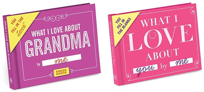 Rynx | Knock Knock What I Love about Grandma Fill in the love book Fill-in-the-blank gift journal, 4.5 x 3.25 inches & What I Love about You Fill in the love book gift journal, 4.5 x 3.25 inches