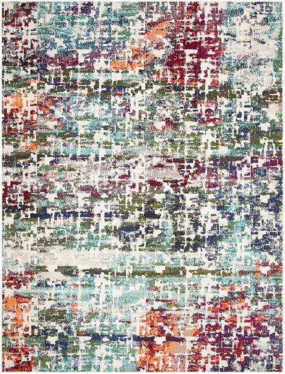Rynx | Safavieh Madison Collection MAD469B Modern Abstract Non-Shedding Dining Room Entryway Foyer Living Room Bedroom Area Rug, 5' x 5' Round, Cream / Blue