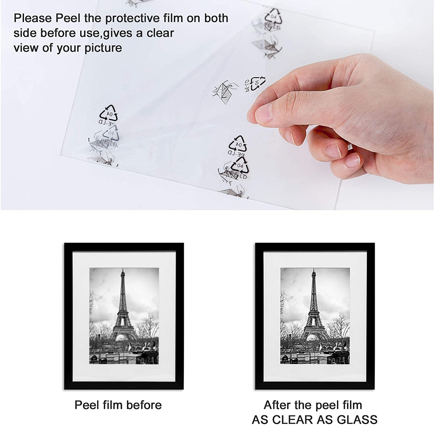 Rynx | Upsimples 9x12 Picture Frame Set For 5, Display Pictures 6x8 With Mat Or 9x12 Without Mat, Wall Gallery Photo Frames, White