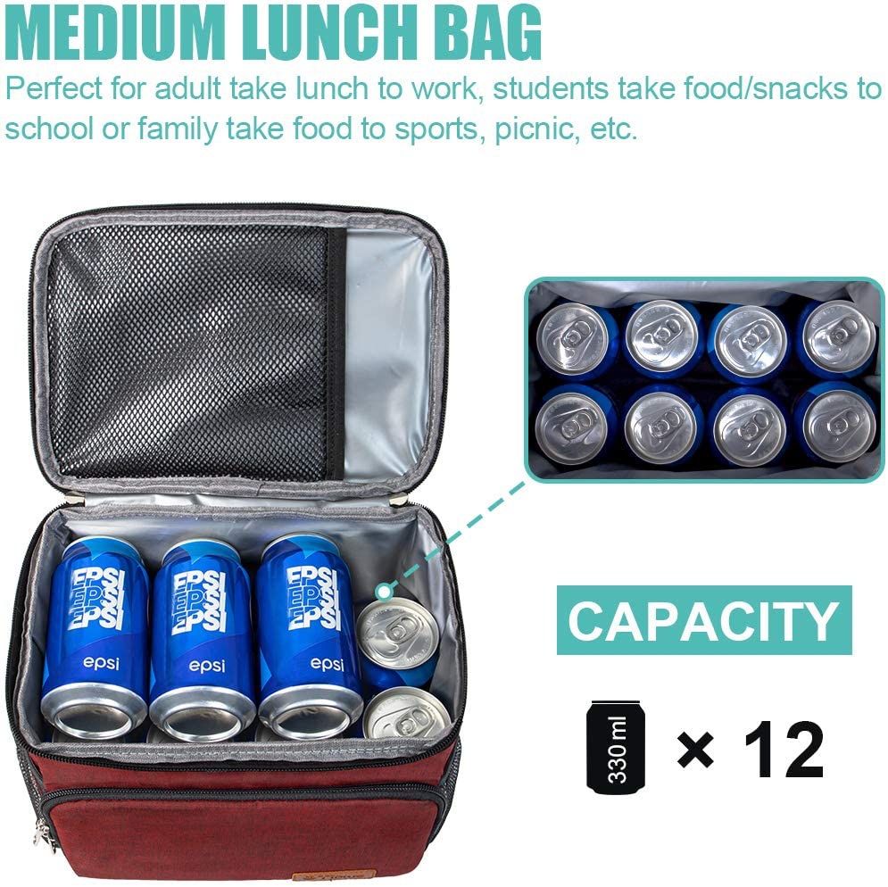 Rynx | Insulated Lunch Bag For Women/ Some - Reusable Lunch Box For Office Work School Picnic Beach - Leakproof Cooler Bag Freezable Lunch Bag With Adjustable Sling For Kids/Adults - Stone Grey