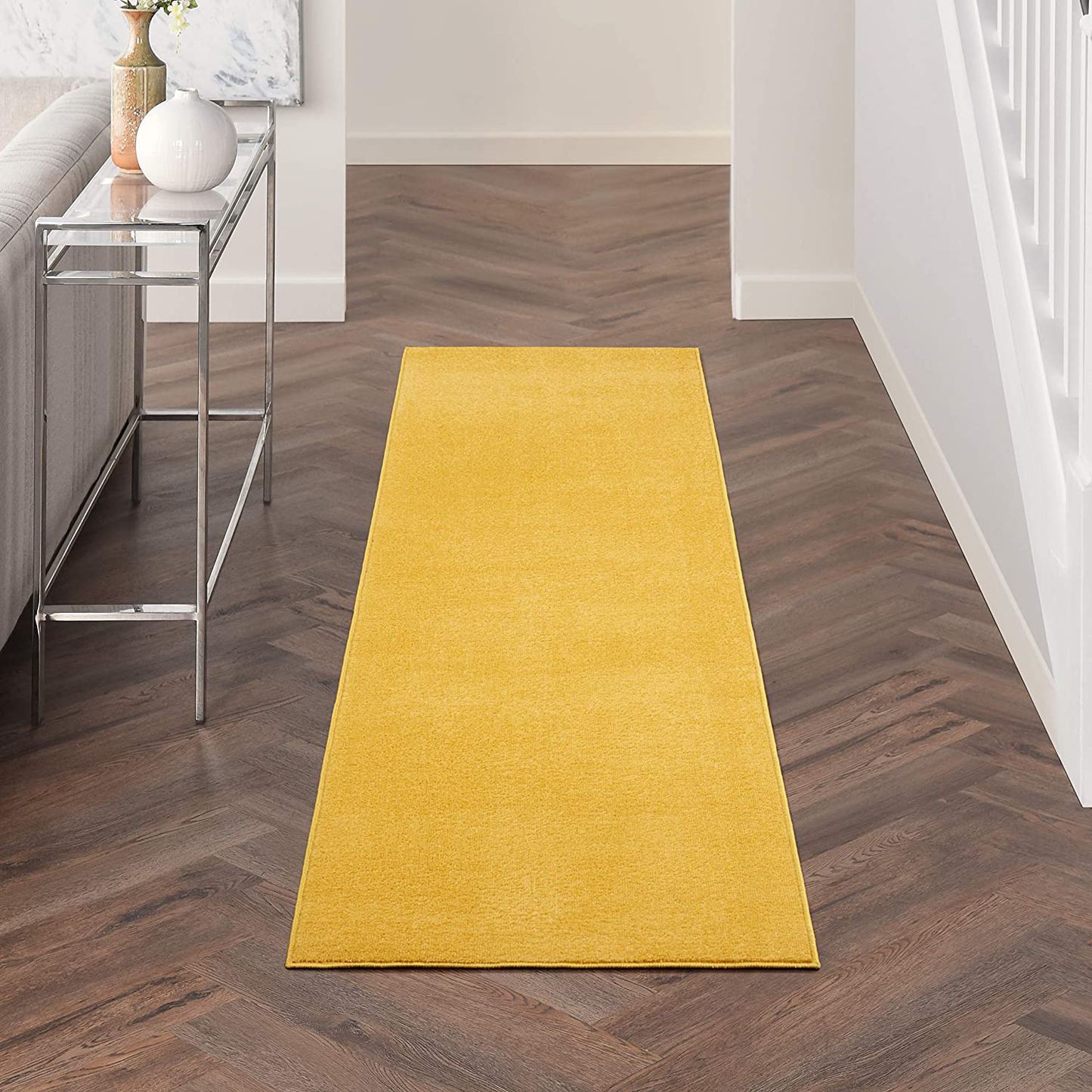 Rynx | Nourison Essentials Solid Contemporary Yellow 2'x6' Runner Rug, 2' X 6'