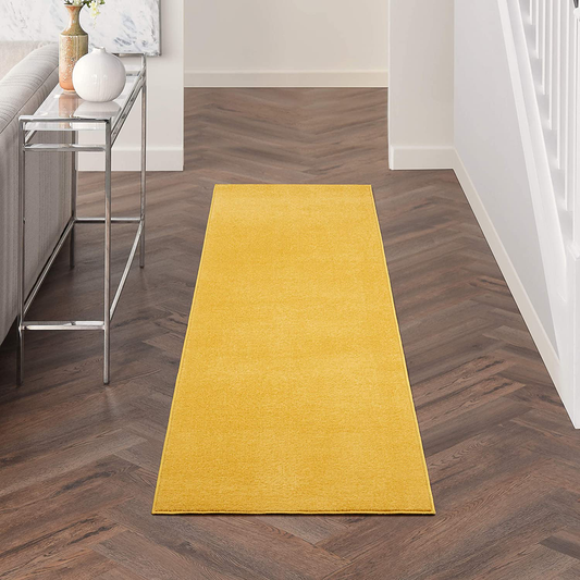 Rynx | Nourison Essentials Solid Contemporary Yellow 2'x6' Runner Rug, 2' X 6'