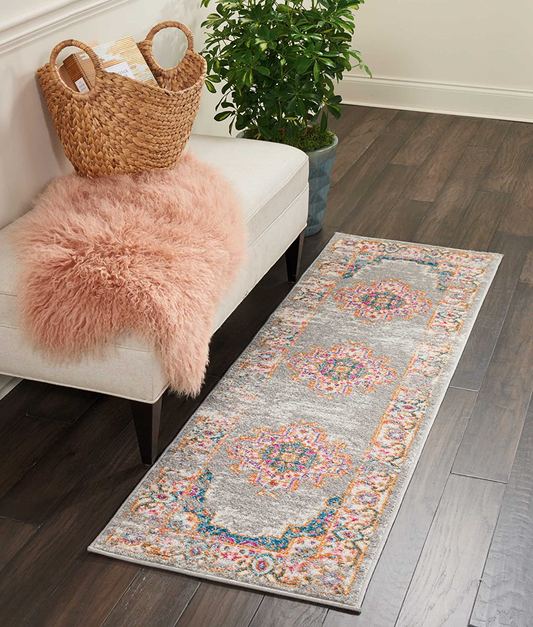 Rynx | Nourison Passion Traditional Rug, 1'10" x 6', Gray, 6 Feet