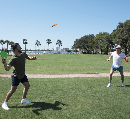 Rynx | Jazzminton Paddle Ball Game with Carrying Case - Indoor Outdoor Toy - Play on the Beach, Lawn or Backyard - 2 Wooden Rackets - 4 Shuttlecocks - 1 Ball