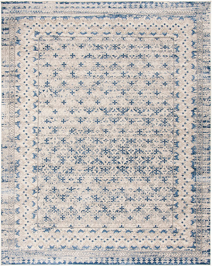 Rynx | Safavieh Brentwood Collection BNT899G Traditional Oriental Distressed Non-Shedding Stain Resistant Living Room Bedroom Runner, 2' x 6', Light Gray / Blue