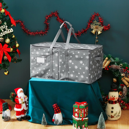 Rynx | Large Christmas ornament storage container box with zipper closure