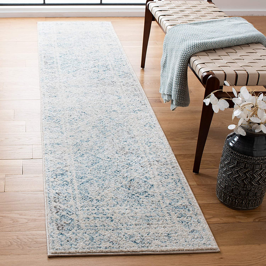 Rynx | Safavieh Tulum Collection TUL264B Moroccan Boho Distressed Non-Shedding Stain-Resistant Living Room Bedroom Runner, 2' x 7', Ivory / Turquoise