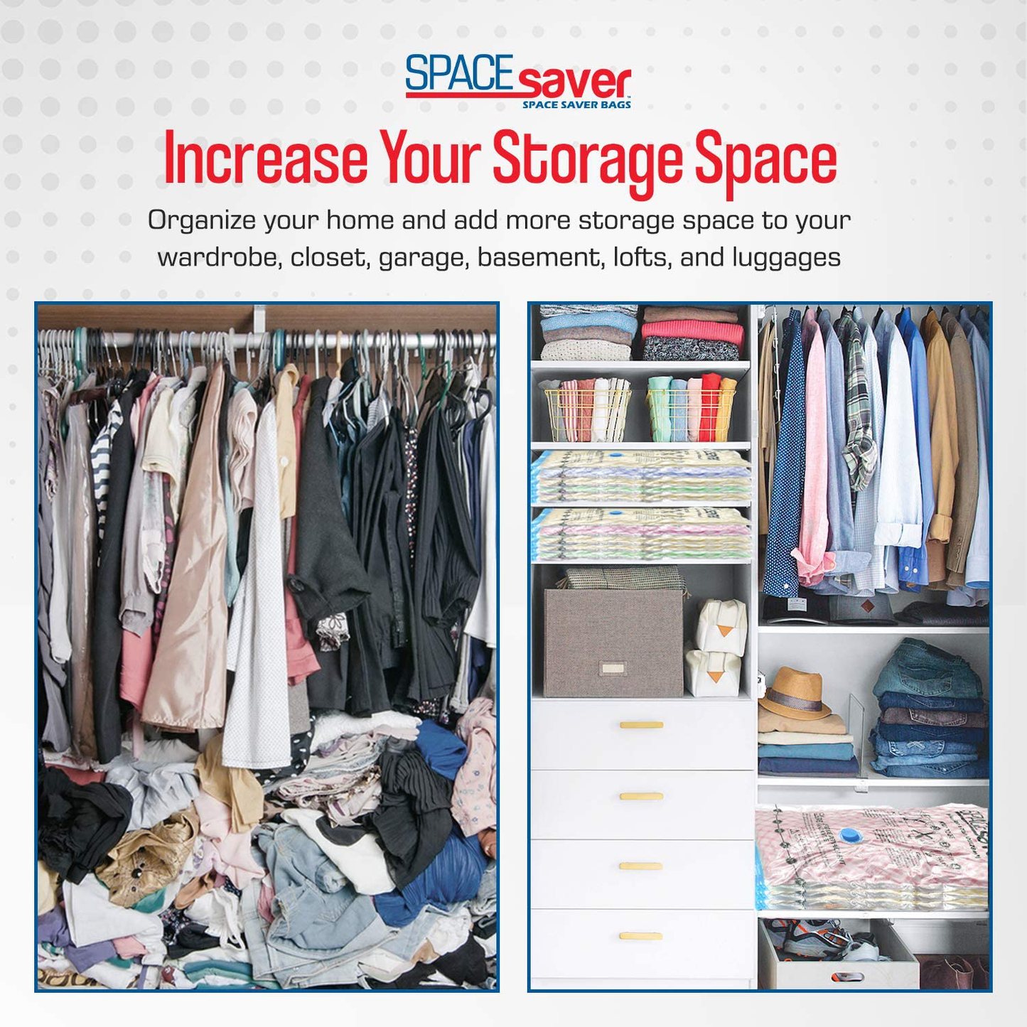 Rynx | Spacesaver Premium Vacuum Storage Bags. 80% more storage! Hand pump for travel! Double zipper and triple seal turbo valve for maximum space saving! (Small 6-pack)