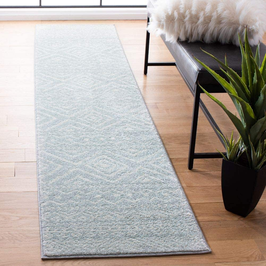 Rynx | Safavieh Tulum Collection TUL267F Moroccan Boho Distressed Non-Shedding Stain Resistant Living Room Bedroom Runner, 2' x 9', Light Grey / Ivory