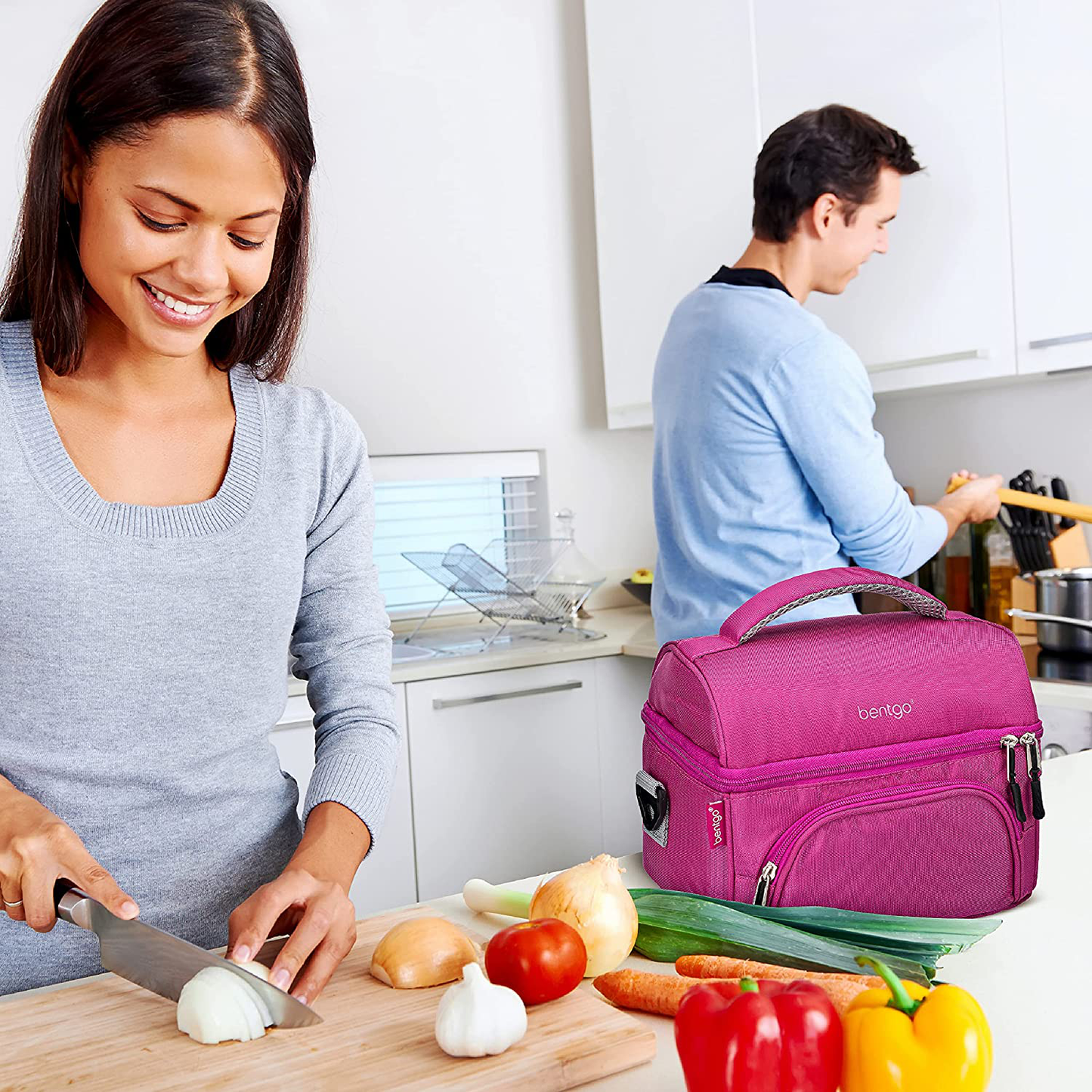 Rynx | Bentgo Deluxe Lunch Bag - Durable And Insulated Lunch Tote With Zipper Pocket Outside, Internal Mesh Pocket, Padded And Adjustable Straps, & 2-Way Chain - Fits All Bentgo Lunch Boxes (Sand)