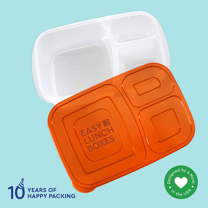 Rynx | Easylunchboxes - Bento Lunch Boxes - Reusable 3-Compartment Food Containers For School, Work, And Travel, Set Of 10, (Jewel Brights)