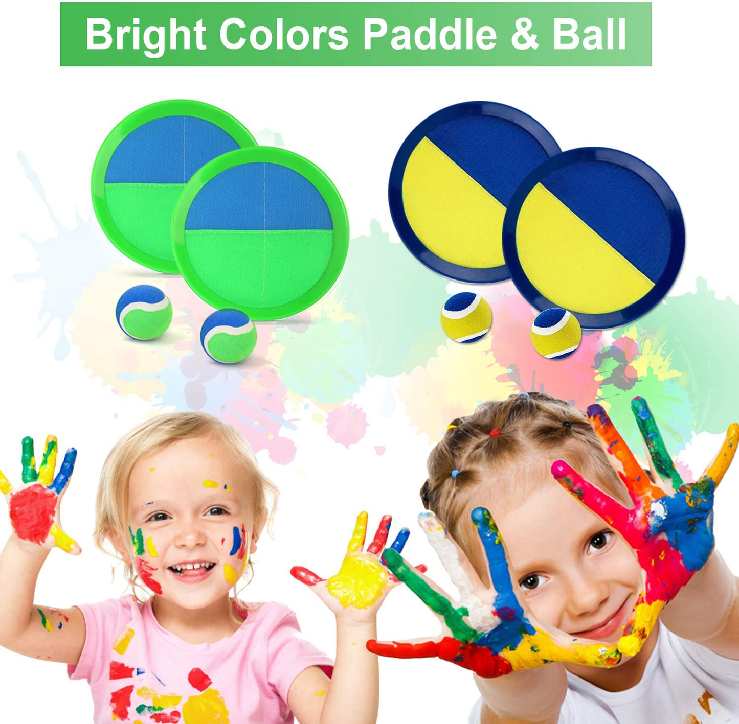 Rynx | Jalunth Ball Catch Set Games Toss Paddle - Beach Toys Back Yard Outdoor Lawn Backyard Throw Sticky Set Age 3 4 5 6 7 8 9 10 11 12 Years Old Boys Girls Kids Adults Family Outside Easter Gifts Green