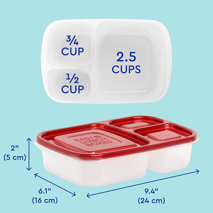 Rynx | Easylunchboxes - Bento Lunch Boxes - Reusable 3-Compartment Food Containers For School, Work, And Travel, Set Of 10, (Jewel Brights)