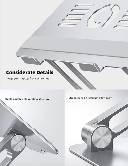 Rynx | Lamicall Laptop Stand Riser Portable - Foldable Height Adjustable Ergonomic Computer Notebook Stand Holder Lift For Desk, Compatible With Macbook Air Pro, Dell Xps, Hp (10-17'') - Silver