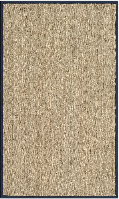 Rynx | Safavieh Natural Fiber Collection NF115E Border Herringbone Seagrass Accent Rug, 2'6" x 4', Blue