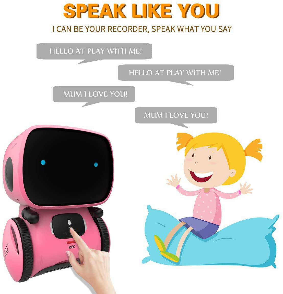 Rynx | 98K Kids Robot Toy, Smart Talking Robots, Gift for Boys and Girls From 3 Years, Intelligent Partner and Teacher, with Voice Controlled and Touch Sensor, Singing, Dancing, Repeating