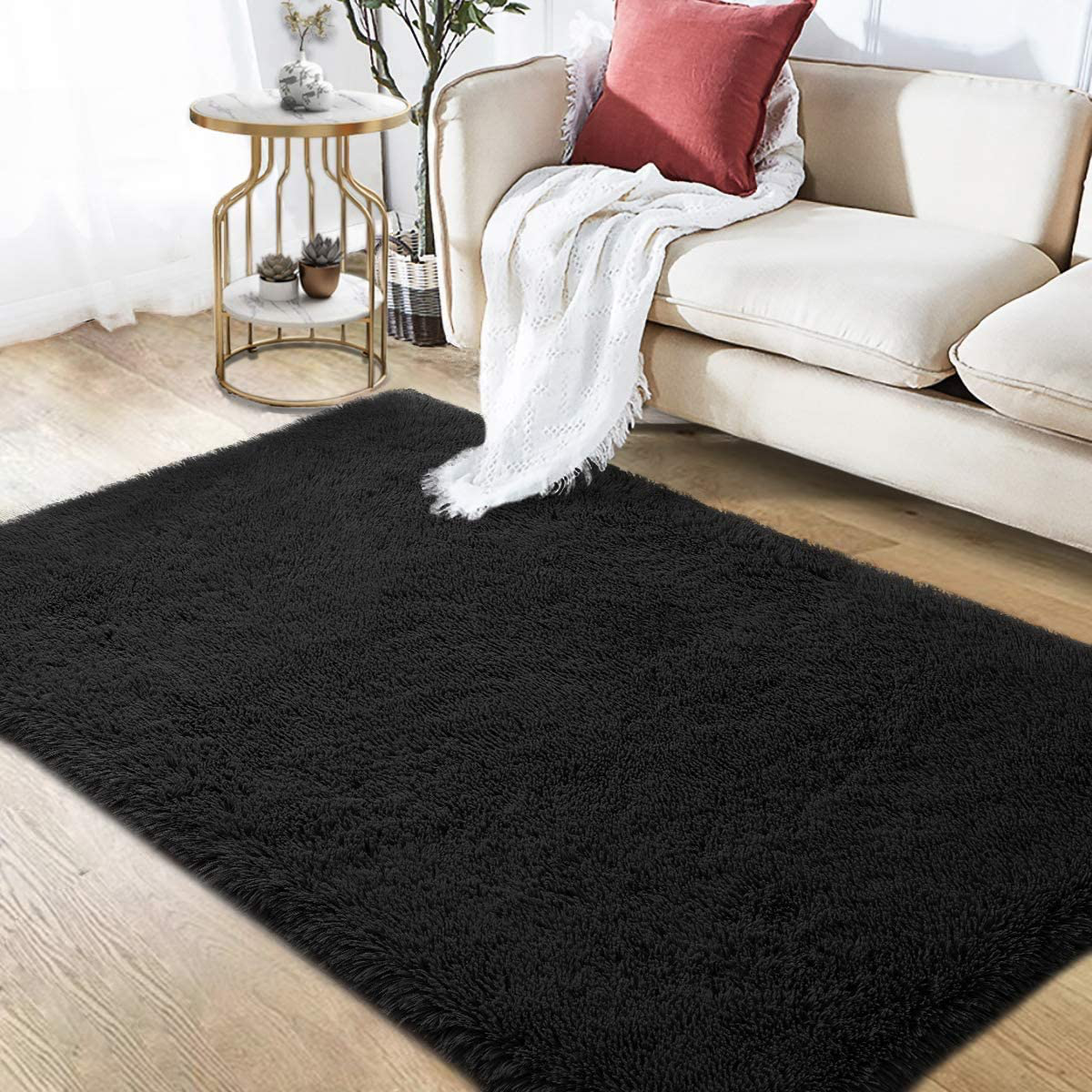 Rynx | 5X8 Navy blue area rugs for the living room Super soft floor fluffy rug Naturally comfortable thick fur mat Princess girls room rug (5x8 feet, navy blue)