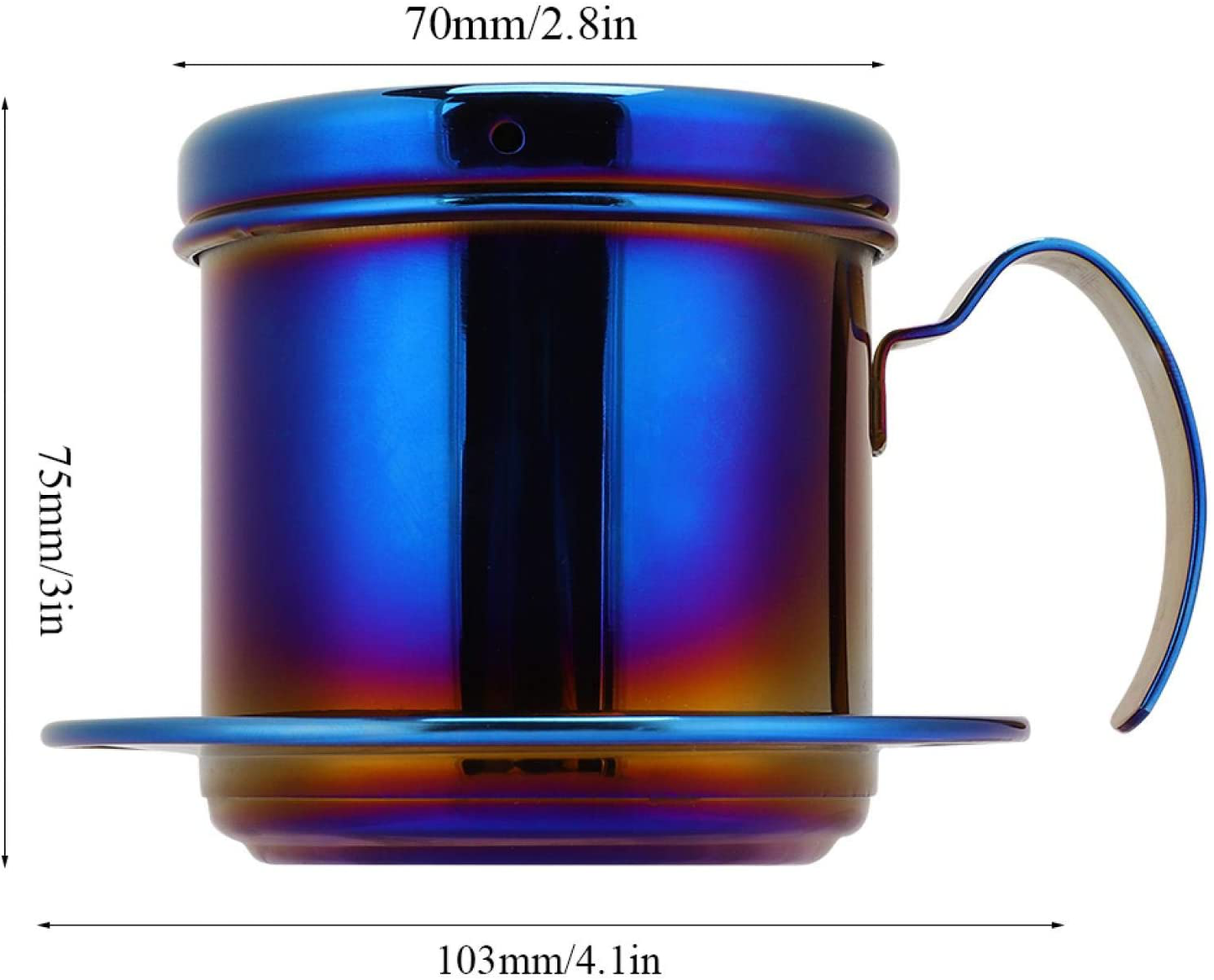 Rynx | Coffee Drip Filter Pot Stainless Steel Vietnamese Style Coffee Maker Pot Coffee Drip Brewer for Home Kitchen Office Outdoor (blue)