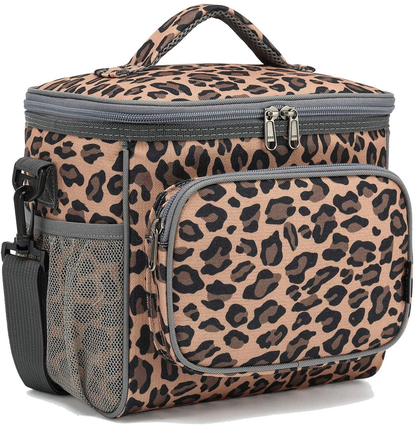 Rynx | Flowfly Insulated Reusable Lunch Box Adult Large Lunch Box For Women And Men With Adjustable Shoulder Strap Front Zipper Pocket And Double Large Mesh Pockets On The Side, Pink Rose