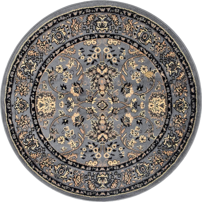 Rynx | Unique Loom Kashan Traditional Floral Rug, 4 Feet, Gray/Ivory