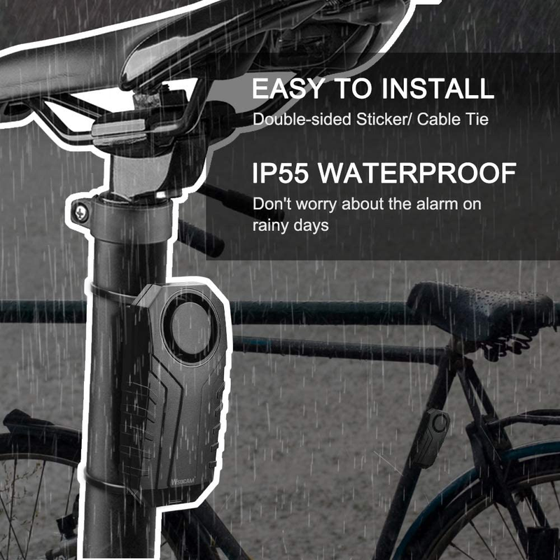 Rynx | Wireless Vibrating Motion Sensor 113dB Bike Alarm with Remote Control
