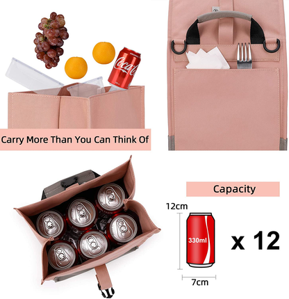 Rynx | Sunny Bird Insulated Lunch Bag Rolltop Lunch Box For Women, Men, Adults And Teenagers (Black)