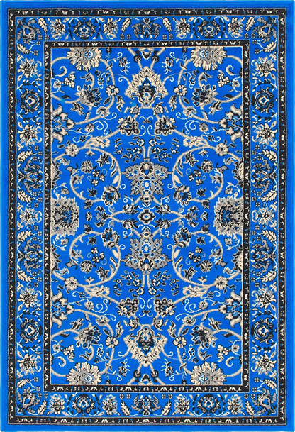 Rynx | Unique Loom Kashan Traditional Floral Area Rug, 4 x 6 Feet, Blue/Ivory