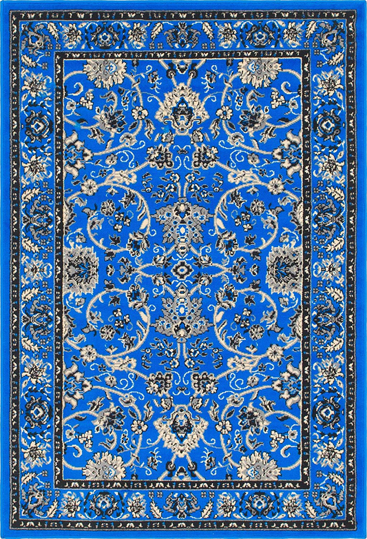 Rynx | Unique Loom Kashan Traditional Floral Area Rug, 4 x 6 Feet, Blue/Ivory