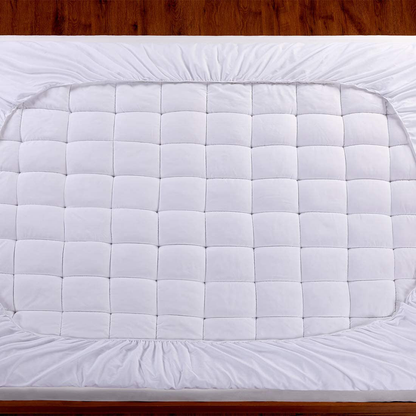 Rynx | oaskys Cal King Madras Pad Cover Cooling Mattress Topper Pillow Top with Down Alternative Fill (8-21” Fitted Deep Pocket California King Size)