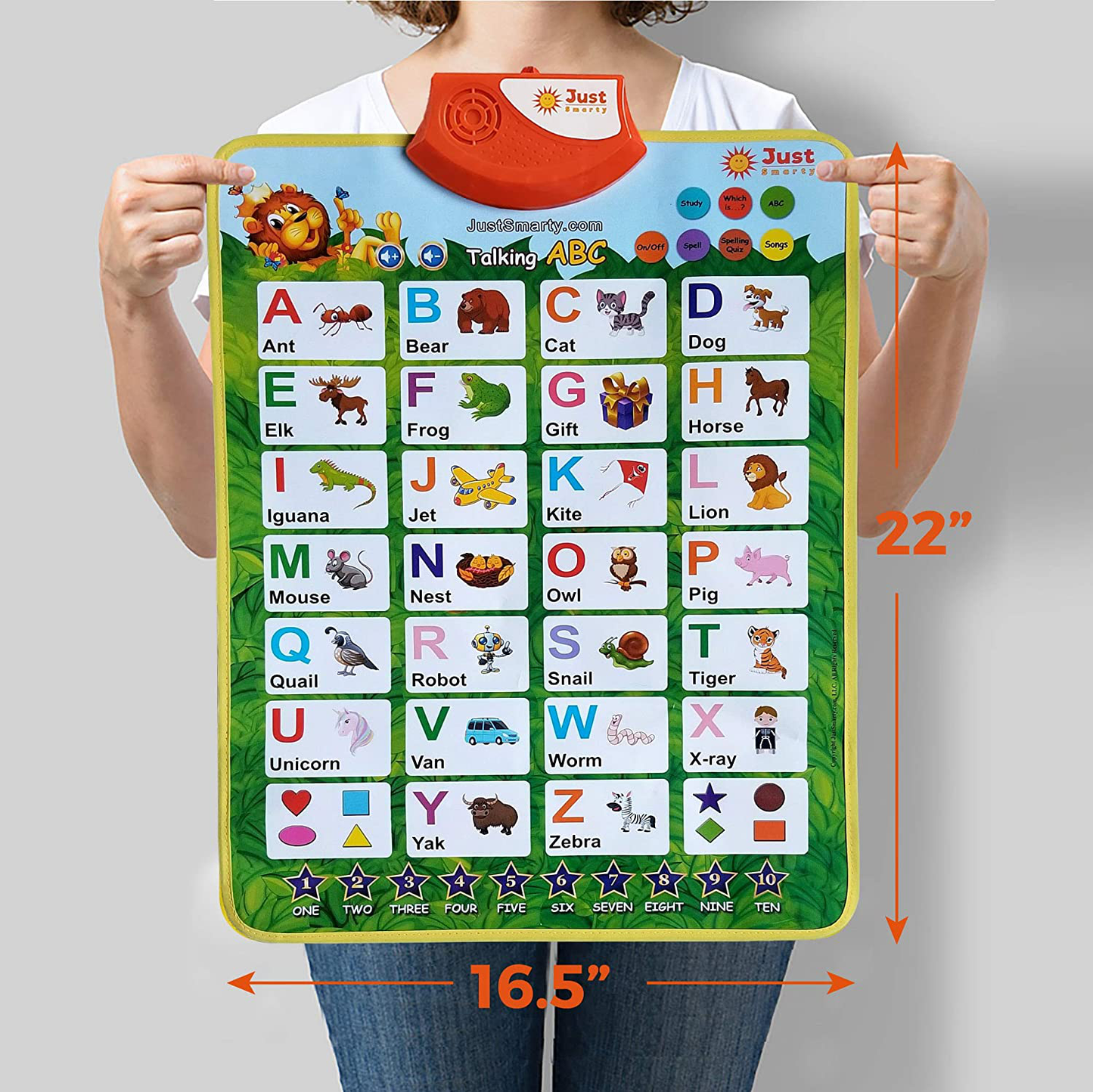 Rynx | Just Smarty Interactive Abcs and 123s Learning Poster, Blue