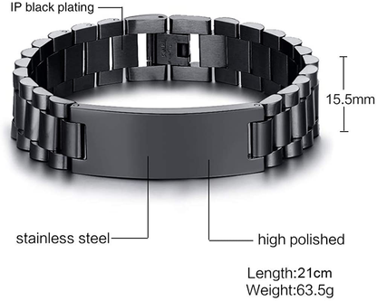 Rynx | VNOX Masculine Watch Strap Stainless Steel Link Bracelet Personalized Engraved DAD Jewelry Gift for Men DAD Dad