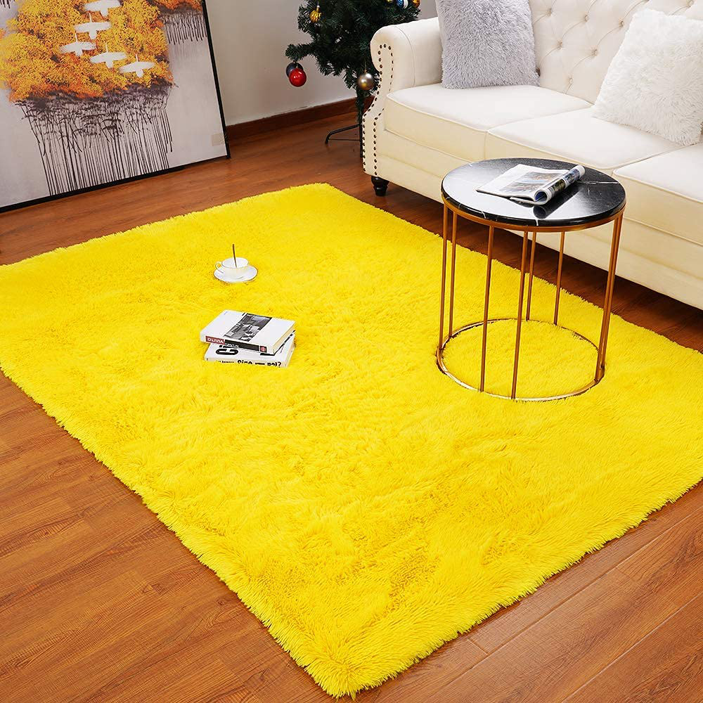 Rynx | Lochas Ultra Soft Indoor Modern Area Rugs Fluffy Living Room Carpets For Children Bedroom Home Decor Nursery Rug 5.3x7.5 Feet, Yellow
