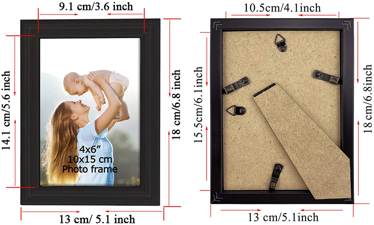 Rynx | Gift Garden 4x6 Picture Frame Black Photo Frames Bulk for Wall or Table, Set of 12