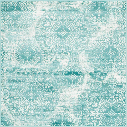 Rynx | Unique Loom Sofia Collection Area Traditional Vintage Rug, French Inspired Perfect for All Home Decor, 6 Feet, Turquoise/Ivory
