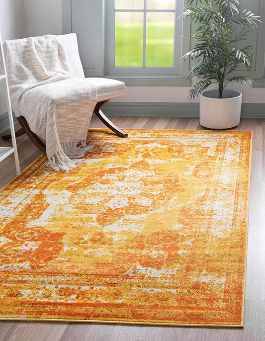 Rynx | Unique Loom Sofia Collection Area Traditional Vintage Rug, French Inspired Perfect For All Home Decor, 2' 2 X 3' 0 Rectangular, Orange/Yellow