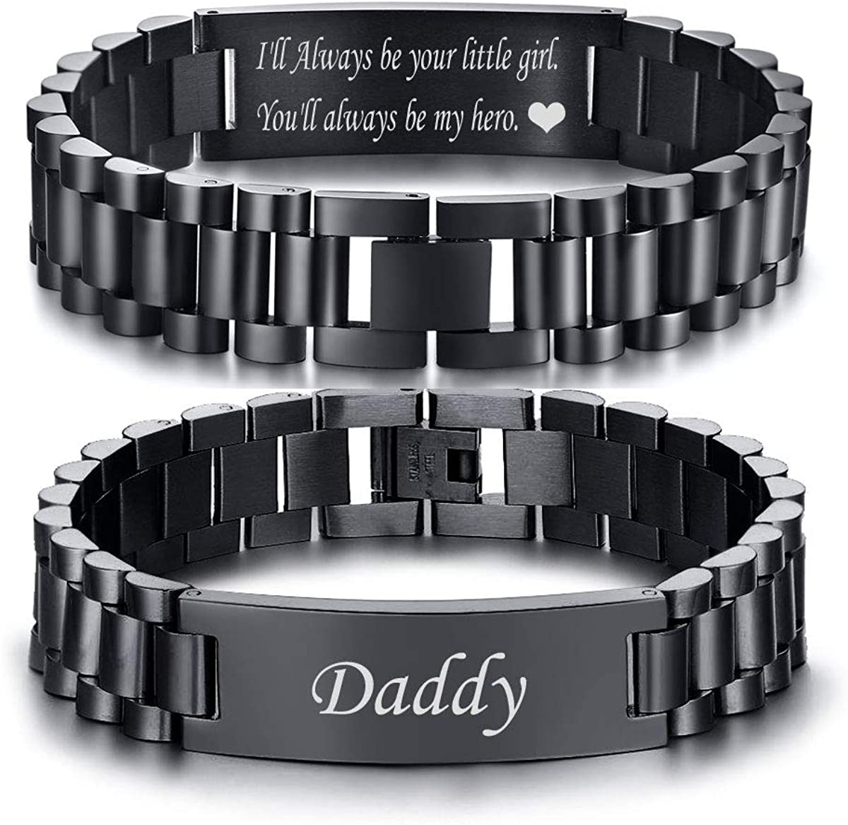 Rynx | VNOX Masculine Watch Strap Stainless Steel Link Bracelet Personalized Engraved DAD Jewelry Gift for Men DAD Dad
