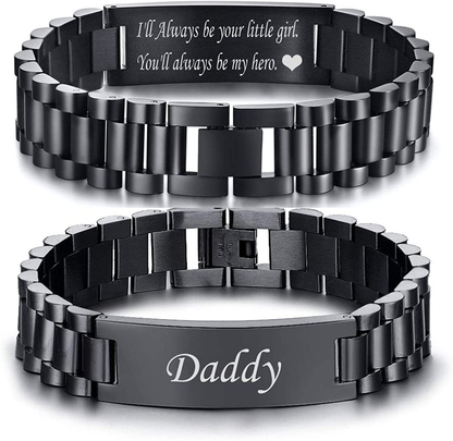 Rynx | VNOX Masculine Watch Strap Stainless Steel Link Bracelet Personalized Engraved DAD Jewelry Gift for Men DAD Dad